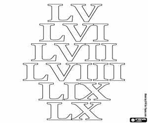 раскраска Отсчет от 55 до 60 как римляне