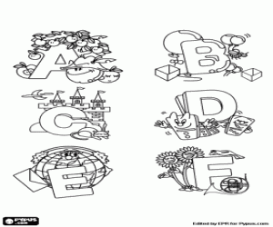 раскраска Оформленный буквы от A до F