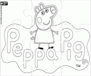 раскраска Пазл Peppa Pig логотип