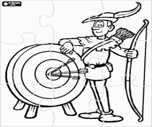 раскраска Пазл с изображением известных Робин Гуд