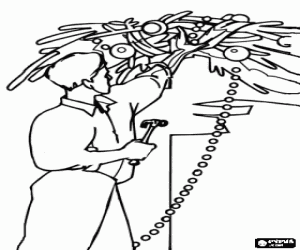 раскраска Папа и рождественские украшения