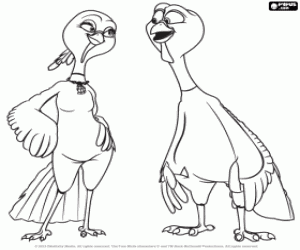 раскраска Пару индеек Дженни и регги