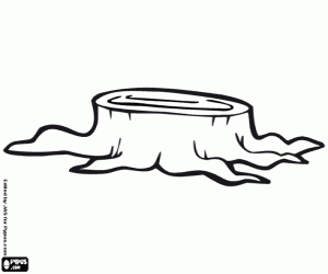 раскраска Пень. Пень дерева. Дерево рубят