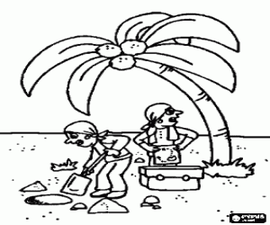 раскраска Пираты хоронят сокровища