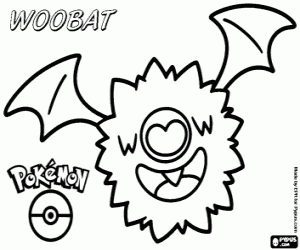 раскраска Покемон лету́чая мышь Woobat