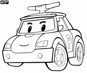 раскраска Полицейский автомобиль Robocar Poli