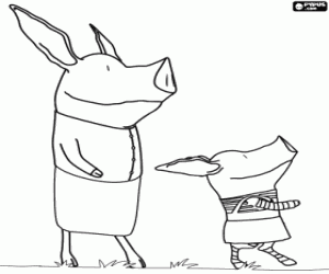 раскраска Поросенок Оливия с матерью