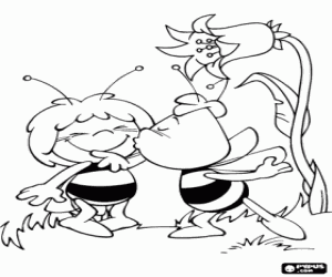 раскраска Поцелуй в щеку, Вилли на Майи