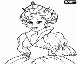 раскраска Прекрасная принцесса с ней венец