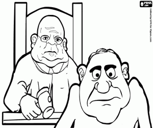 раскраска Преступник в фронте судья