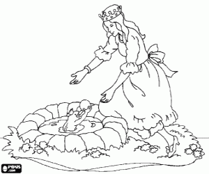 раскраска Принцесса и Принц лягушка