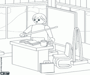 раскраска Профессор в школе Playmobil