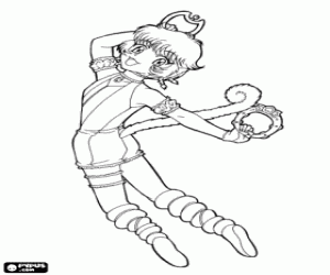 раскраска Пудинг, мяу мяу с хвоста обезьяны