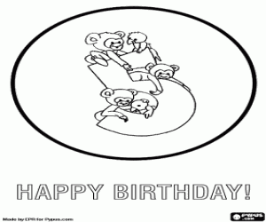 раскраска Пятый день рождения и пять животных