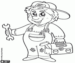 раскраска Работник с панели инструментов