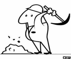 раскраска Работник работает с киркой или выбери