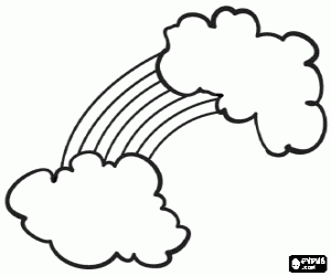 раскраска Радуга между двумя облаками