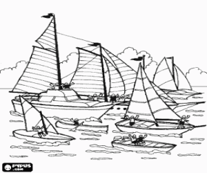 раскраска Различные типы судов