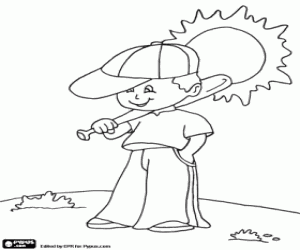 раскраска Ребенка и бейсбольной битой