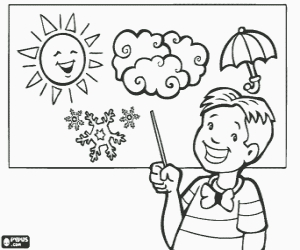 раскраска Ребенок в классе метеорологии