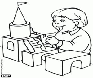 раскраска Ребенок и строительство игры