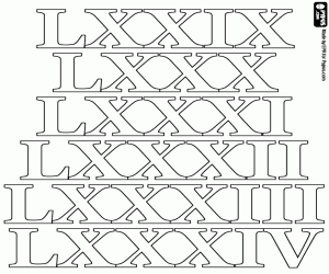 раскраска Римские цифры от 79 до 84