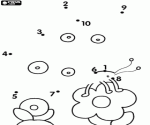 раскраска Рисование точек животного и цветок