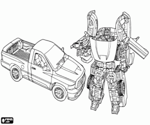 раскраска Робот и автомобилей Transformer Autobot