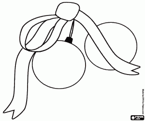 раскраска Рождественская безделушка с связал лентой