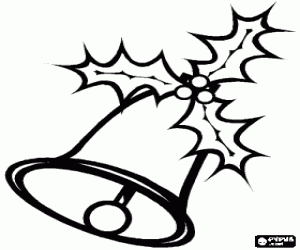 раскраска Рождественские колокола украшена Холли