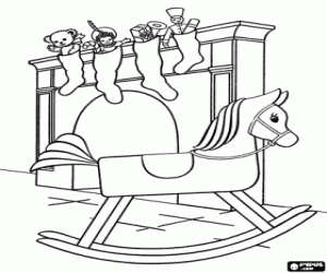 раскраска Рождественские носки с подарками