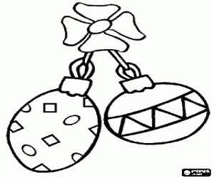 раскраска Рождественские шариков или рождественские безделушки связаны с лентой