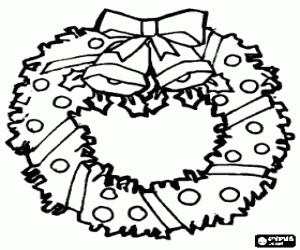 раскраска Рождественский венок с колокольчиками