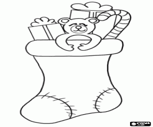 раскраска Рождественский носок с подарками