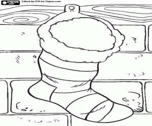 раскраска Рождественский носок на стену кирпича