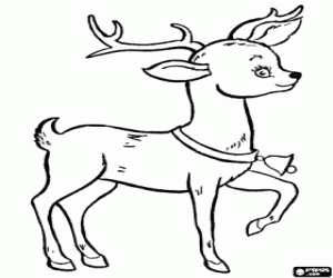раскраска Рождество оленей с колокольчик