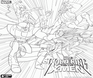 раскраска Росомаха и Люди Икс