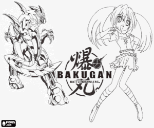 раскраска Руно и ее Bakugan Tigrerra