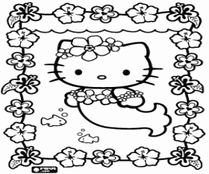 раскраска Русалочка Hello Kitty