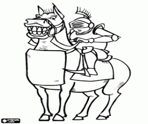 раскраска Рыцарь с броней на лошадях