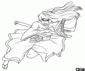 раскраска Самурай в бою