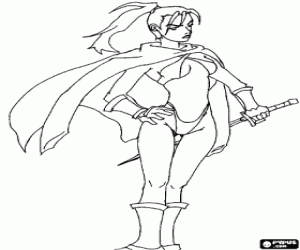 раскраска Самурай женщина с Катана