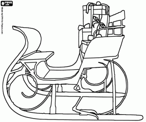раскраска Сани Санта-Клауса и подарков