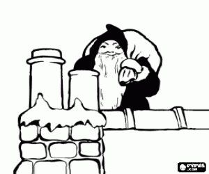 раскраска Санта-Клаус на крыше