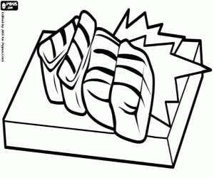 раскраска Сашими, японские сырой рыбы