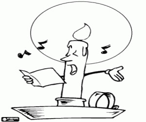 раскраска Свеча рождества петь колядки