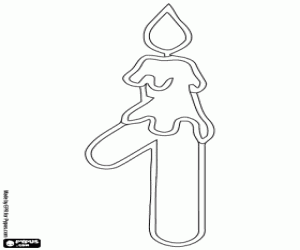 раскраска Свечи и номер 1