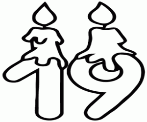 раскраска Свечи и номер девятнадцать, толстая линия