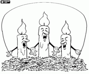 раскраска Свечи пение колядок