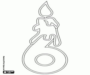 раскраска Свечи и число шесть